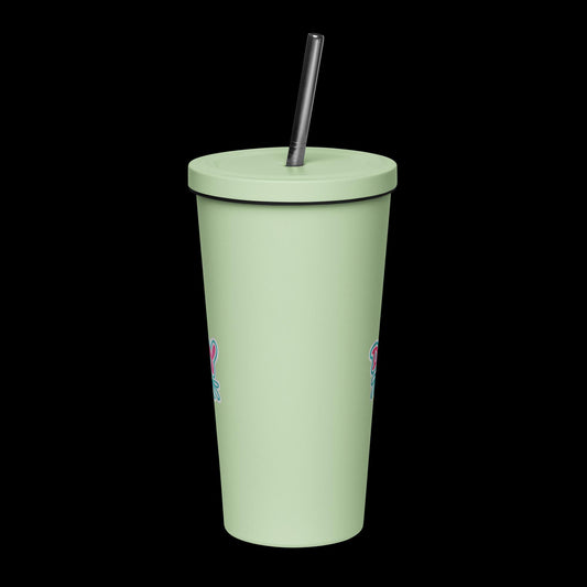 Insulated tumbler with a straw