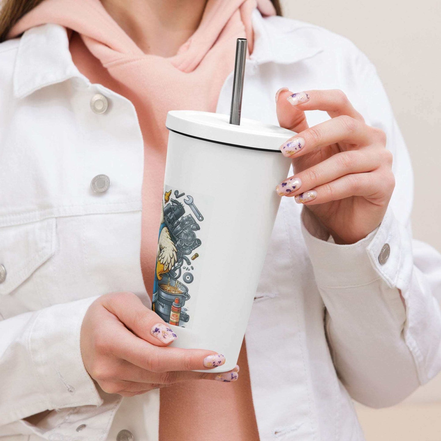 Insulated tumbler with a straw