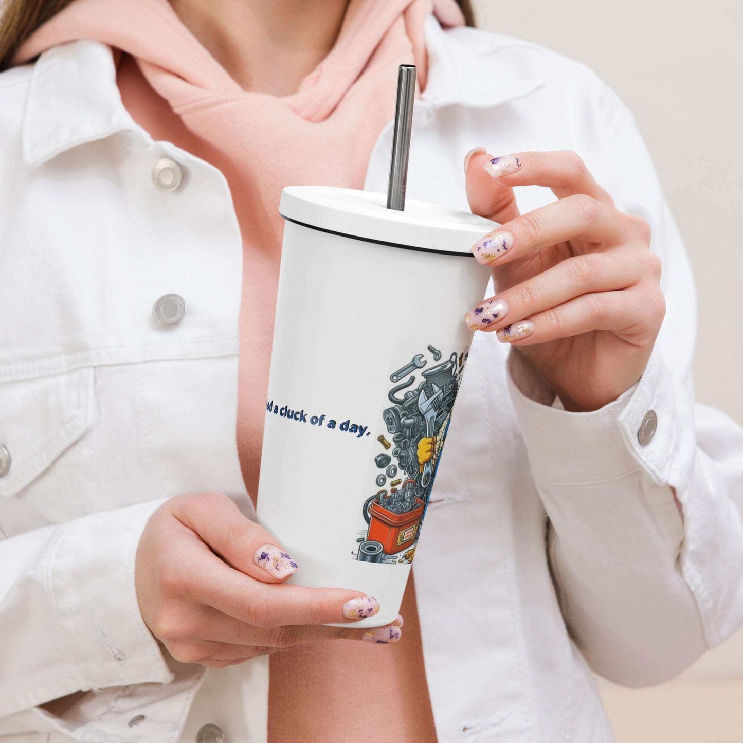 Insulated tumbler with a straw